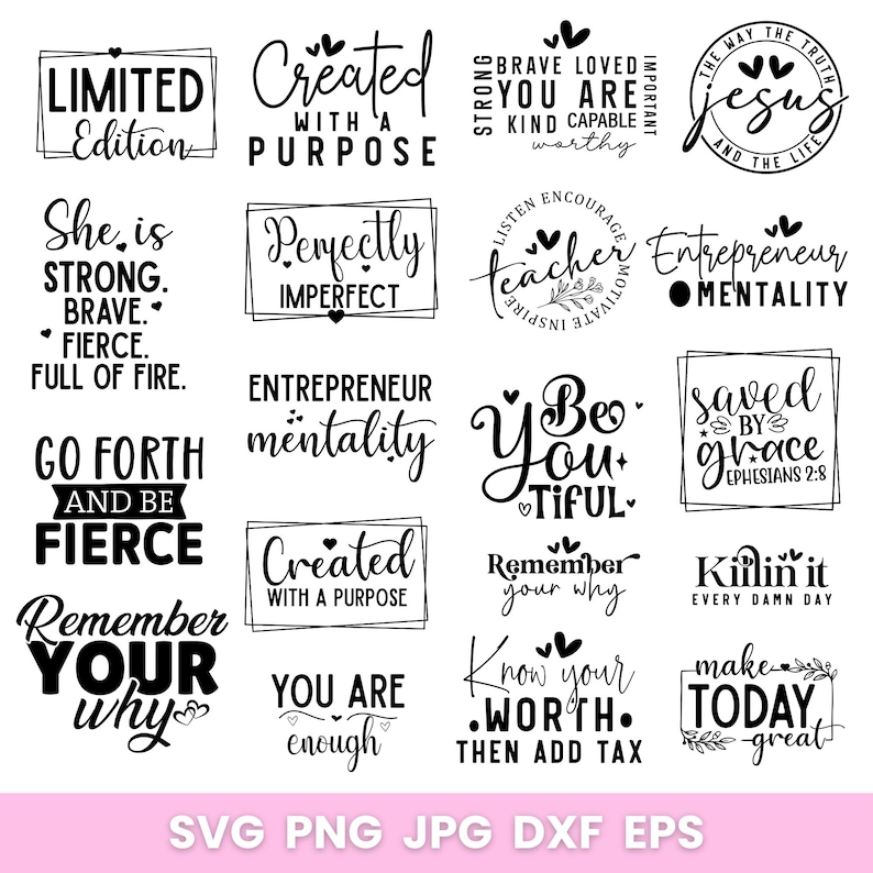 Inspirational Quotes SVG Bundle: Motivational & Self Love Designs ...