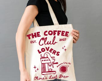 Coffee Club Tote Bag Cat Bachelorette Getting Meowied Lovers Wedding Espresso Bride Mama Girls
