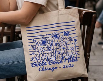 Girls Gone Mild Bachelorette Tote Bag Botanic Floral Farmers Garden California Poppy Bridesmaid Market