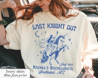 Last Knight Out Book Club Party Bachelorette Shirt Medieval Bride Renaissance Faire Bach Tee