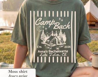 Camp Bride Bachelorette Shirt Custom Camping Cabin Retro Hiking Lake Mountain Personalized Bach Tee