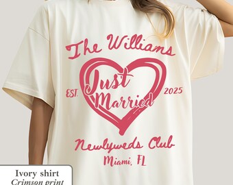Just Married Honeymoon Shirt: Mr and Mrs Newlywed Beach Bride Groom Tee