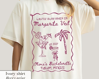 Margarita Veil Bachelorette Shirt Tequila Mexico Trip Cancun Fiesta Scottsdale Western Bach