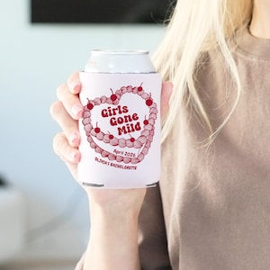 Girls Gone Mild Can Cooler, Slumber Bachelorette Pajama Party Can Cooler, Cozy Sleepover Bach Party Drink Sleeve, Slim Wedding Can Cooler
