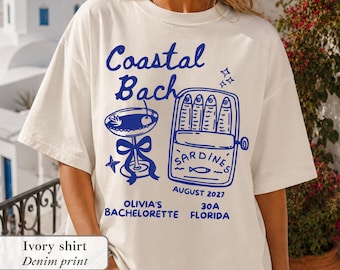 Coastal Bach Sardines Shirt Positano Dolce Vita Toast Cruise Fisherman Aesthetic Bachelorette Tee