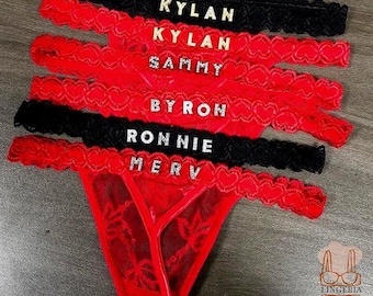 Personalized Thong G-strings,Custom Name Thong, Thong With Gold Charms Name,Custom Underwear Women,Valentine&#39;s Day gifts