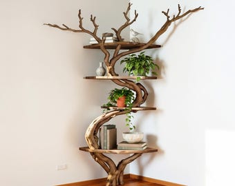 Baum Ast Bücherregal Schwemmholz Ecke Schweberegale Handarbeit Treibholz Ast Skulptur Boden Bücherregal Möbel