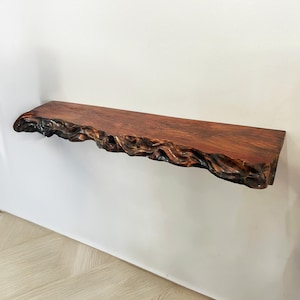 Live edge floating wood shelf 2 inch thick shelves on wall art driftwood sculptures bookshelf decor unique furniture