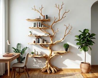 Boomtak vloer boekenplank unieke rustieke drijfhout zwevende plank handgemaakte live rand planken op wanddecor