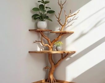 Baum Ast Regal Ecke Bücherregal Massivholz Treibholz Wand Kunst Bücherregal Dekoration