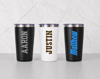 Personalized Name Tumbler Cup | 20 oz Stainless Steel Insulated Tumbler Cup (Black or White)