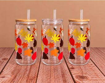 Leaves Tumbler Cup | 16 oz Acrylic Tumbler Cup (Bamboo Lid or Clear Lid)