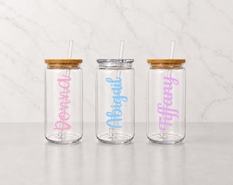 Personalized Name Tumbler Cup | 16 oz Acrylic Tumbler Cup (Bamboo Lid or Clear Lid)
