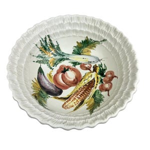 Vintage Hand Painted Pottery Fruit Veggie Bowl Made in Italy Old World Kitchen