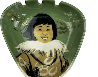 Vintage Matthew Adams Eskimo Inuit Ashtray MCM Alaska