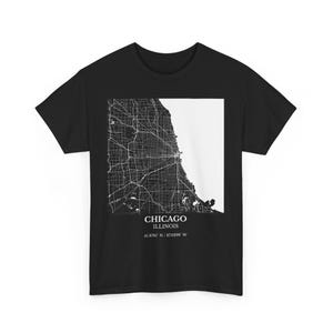 Camiseta unisex de algodón con el mapa de las calles de Chicago
