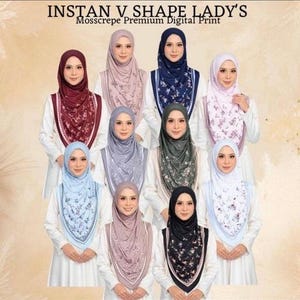 Ijzerloze hijab in V-vorm met bloemen