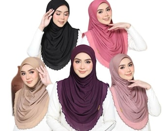 Layered instant ironless cotton ribbed hijab in multiple colors perfect for any occasion solid color elegant