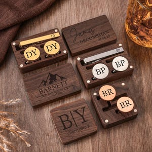 Personalisierte Groomsmen Manschettenknöpfe,Trauzeugen Geschenk,Benutzerdefinierte Krawattenklammer Set,Manschettenknopf für Männer,Trauzeuge Geschenk,Junggesellenabschied,Hochzeit Manschettenknopf für den Bräutigam