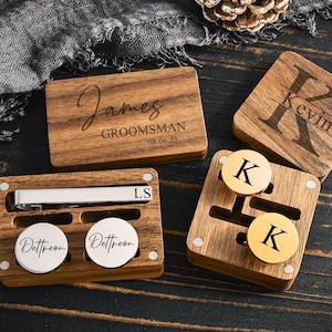 Gemelos personalizados para hombre, gemelos para padrinos de boda, caja para gemelos y pasador de corbata, regalos para padrinos de boda, juego de pasador de corbata personalizado, regalo para padrinos de boda, despedida de soltero