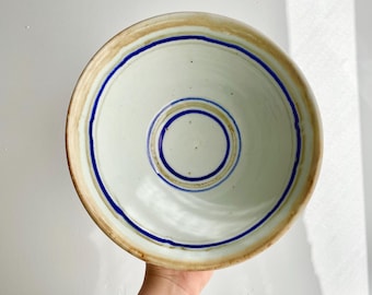 Vintage Artist Signed Ceramic Striped Bowl