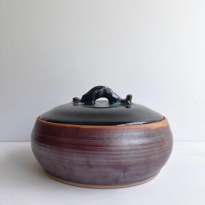 Lidded Decorative Deep Purple Pottery Pot