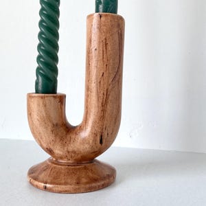 Unique Handmade Ceramic Double Candlestick Holder | Modern Rustic Decor |Brown Pottery Candle Stand