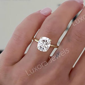 3.5 CT Elongated Cushion Cut Moissanite Engagement Ring Solitaire Wedding Ring for Her 14k Gold Ring Mother’s Day Gift Anniversary Jewelry