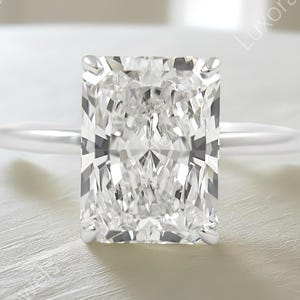 Radiant Cut Moissanite Engagement Ring, Radiant Cut Solitaire Ring, 3 Ct Hidden Halo Radiant Shape Promise Ring, Handmade Ring Gift For Her