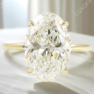 Engagement Ring For Women, Hidden Halo 2 Ct Oval Cut Moissanite With Yellow Gold Band Ring, Simply Beautiful Handmade Ring, Gifts for Wife
