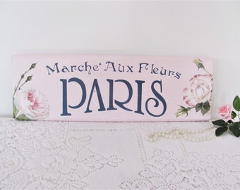 Pink French Flower Market Sign, Marche Aux Fleurs Sign