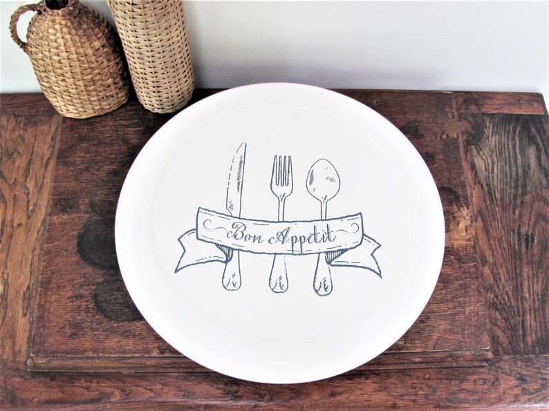 Large Lazy Susan Antique White Stenciled French Themed Etsy