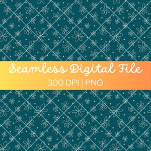 Teal Daisy Dot Floral Seamless Pattern, Digital Download, 300 DPI PNG Seamless Digital Pattern, Sublimation Pattern, Flower Seamless Pattern