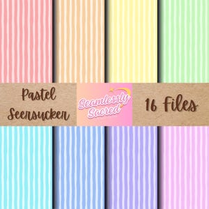 Seamless Pastel Seersucker Pattern Bundle - 16 High-Quality Repeating Files, 3600x3600 Textured Seersucker, Pastel and White Backgrounds