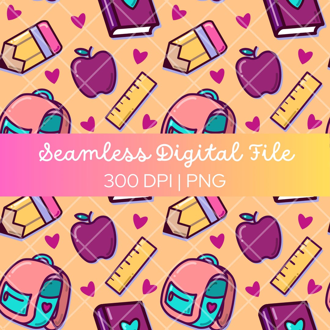 Cute Back to School Seamless Pattern, Educational School Digital Paper ...