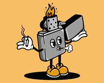 Retro lighter character PNG