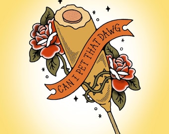 Can I pet that dog? Corndog traditional tattoo design PNG