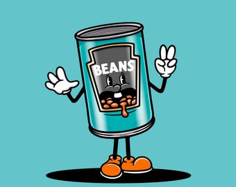 Retro British Beans character PNG