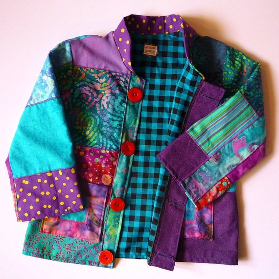 Items similar to Funky Colorful Hand-made OOAK Jacket for age 5-6 years ...