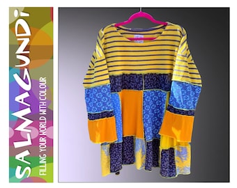 Upcycled funky patchwork tunic top fits all sizes to XL/18