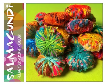 20 x Vibrant and colourful large fabric beads from recycled scrap material for necklaces, earrings or buttons