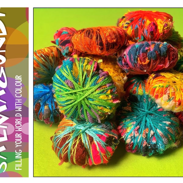 20 x Vibrant and colourful large fabric beads from recycled scrap material for necklaces, earrings or buttons