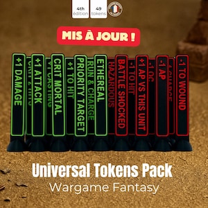 Universal Fantasy Tokens Pack – Buff & Debuff Reminders – Positive and Negative Effect Markers – Wargame Tokens - Battle Gear Shop