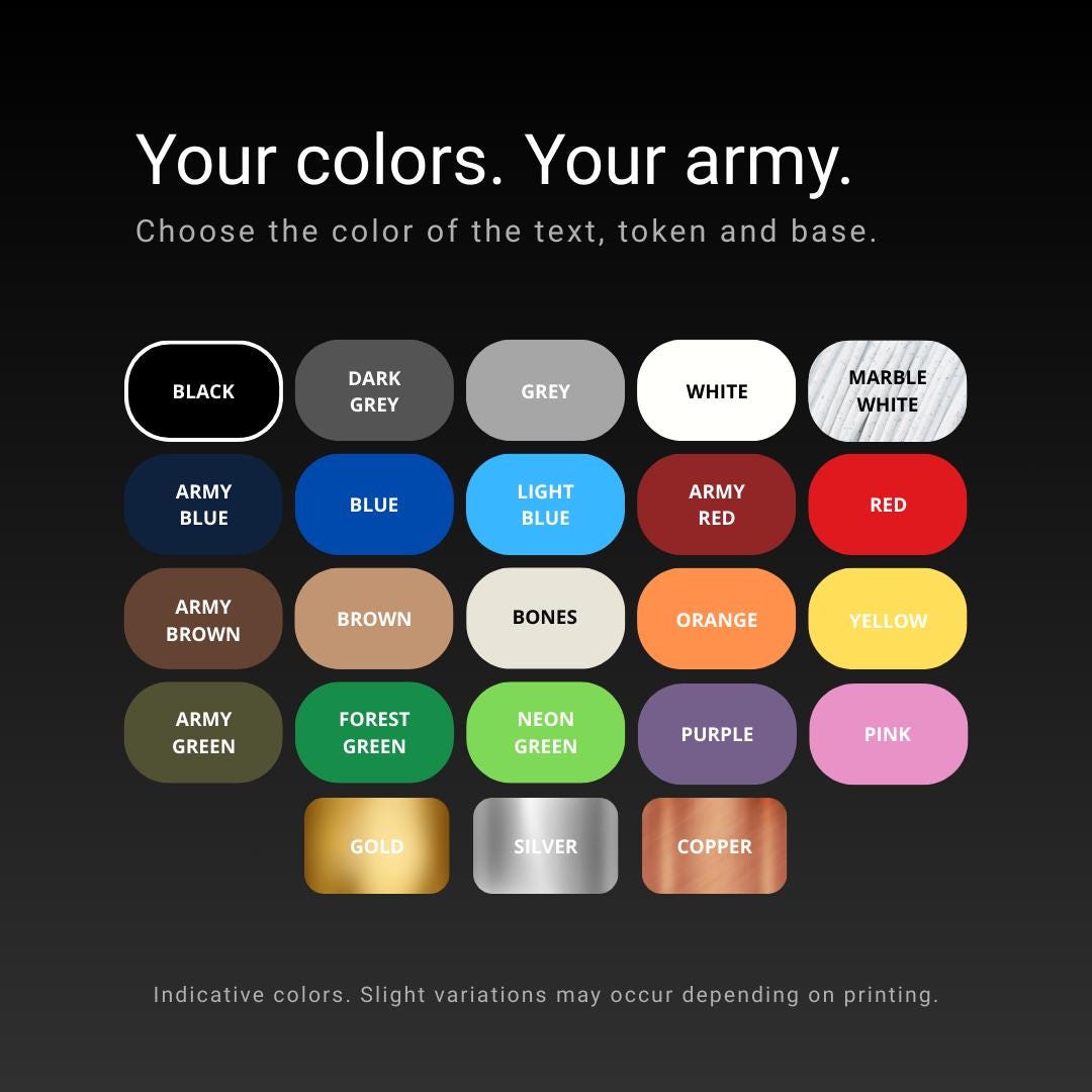 100% Customizable Wargame Tokens - Choice of Effects, Colors and ...