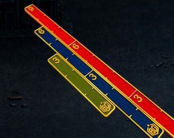 Meetlatten voor oorlogsspellen – Linialen van 7,5 cm, 15, 23 cm - Tafelaccessoire voor miniatuur oorlogsspellen