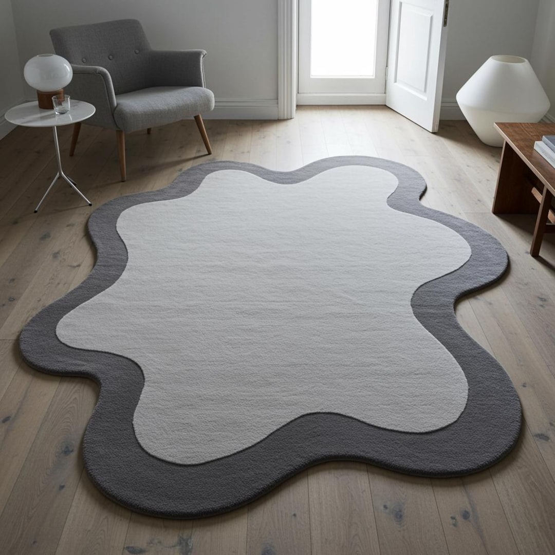Hand Tufted Wool Rug, Irregular Squiggle, Modern Nordic Decor - Etsy