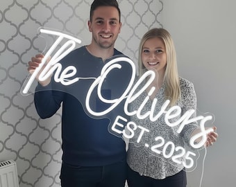 Benutzerdefinierte Hochzeit Leuchtreklame, personalisierte Familienname, LED-Hintergrund
