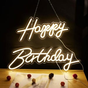 Custom Happy Birthday Neon Sign, Birthday LED Decor, Party Neon Sign, Kids Birthday Neon Sign, LED Sign, Neon Light Sign, Personalized Gifts