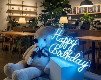 Custom Happy Birthday Neon Sign, Kids Party Decor, Birthday Party Neon Sign, Light Up Sign, Wall Hanging Sign, LED Custom Decor, Decorations