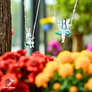 2pc Small Fairy Figurine, Hanging Resin Statue, Garden Ornaments, Fairy Garden Pendant